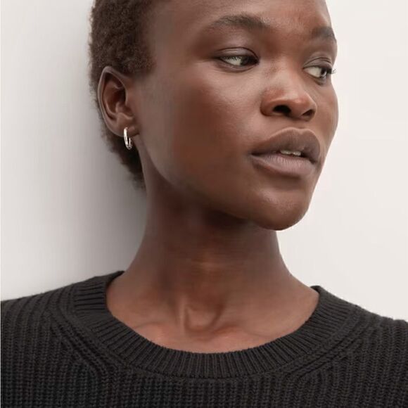 NWT Everlane The Organic Cotton Slim Crew Sweater in Black Size S - Picture 11 of 13